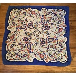 Vintage Womens Red And Blue Paisley Neck Scarf 33x34